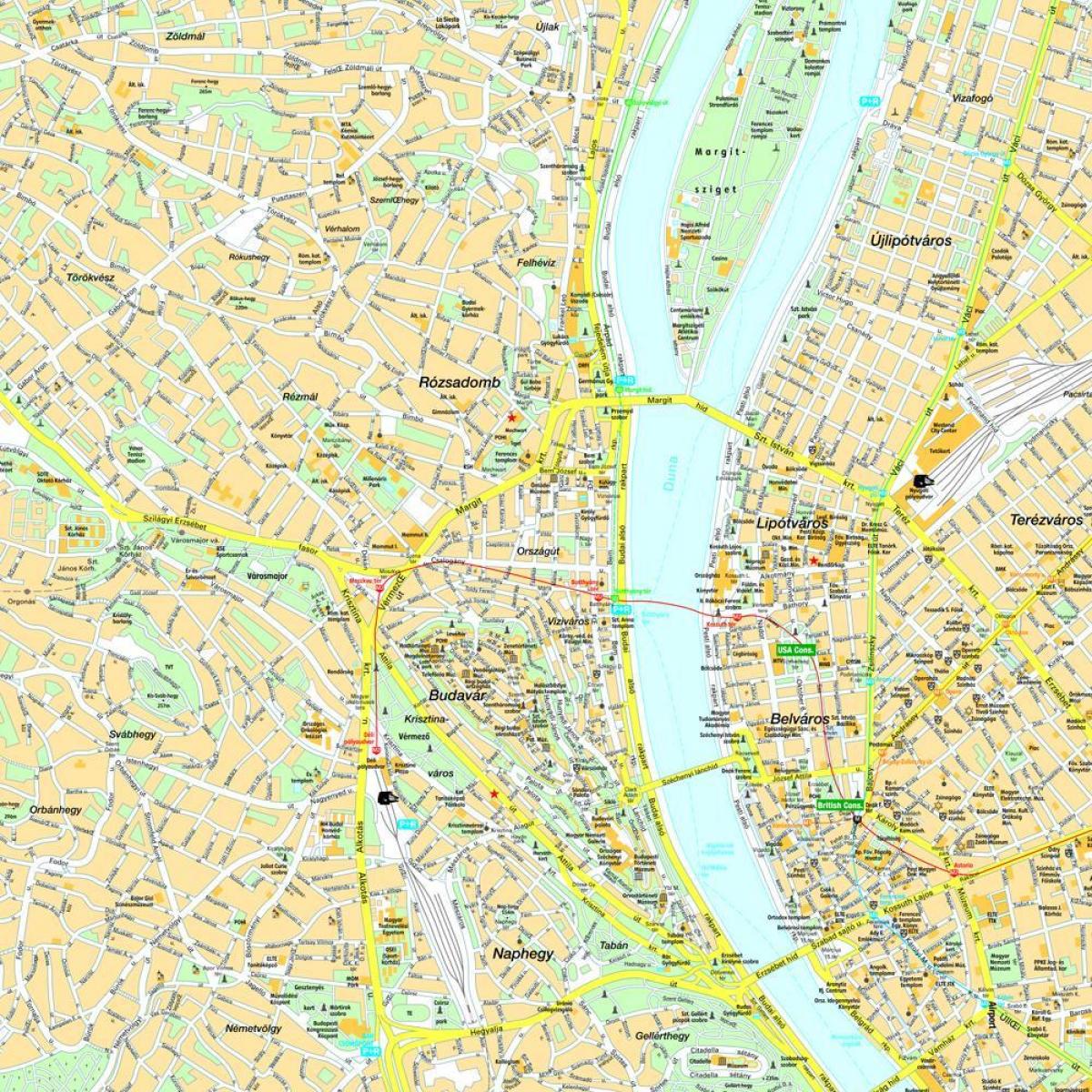 карта на Будапеща и околностите