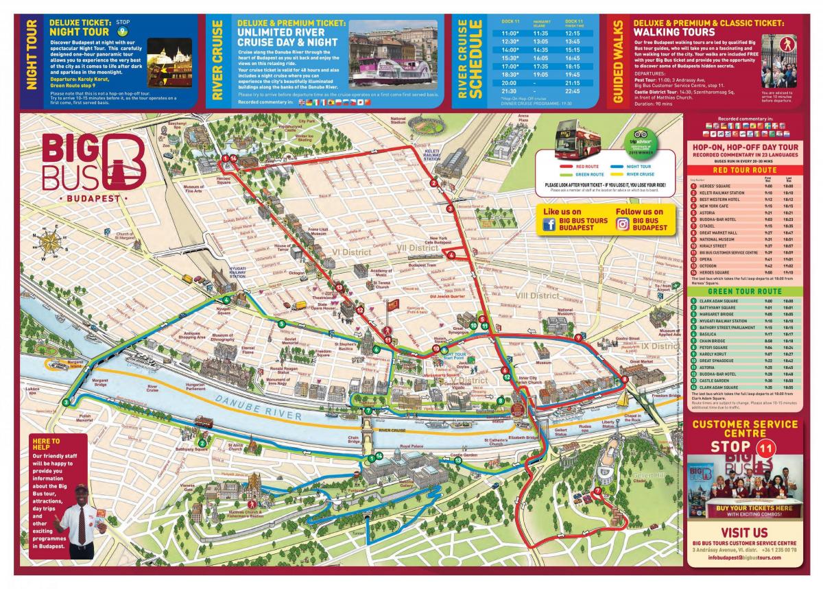 Будапеща голяма автобусна обиколка на картата