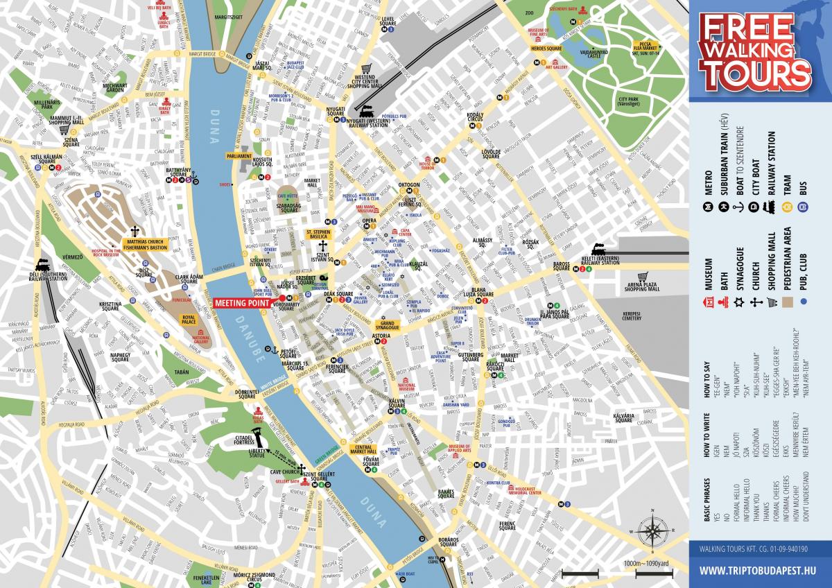 пешеходна обиколка в Будапеща картата
