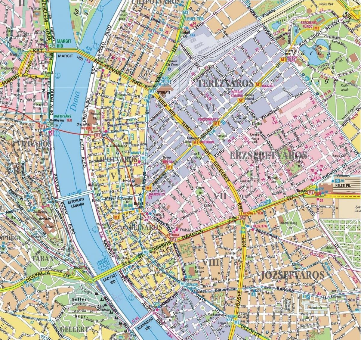карта на кварталите в Будапеща