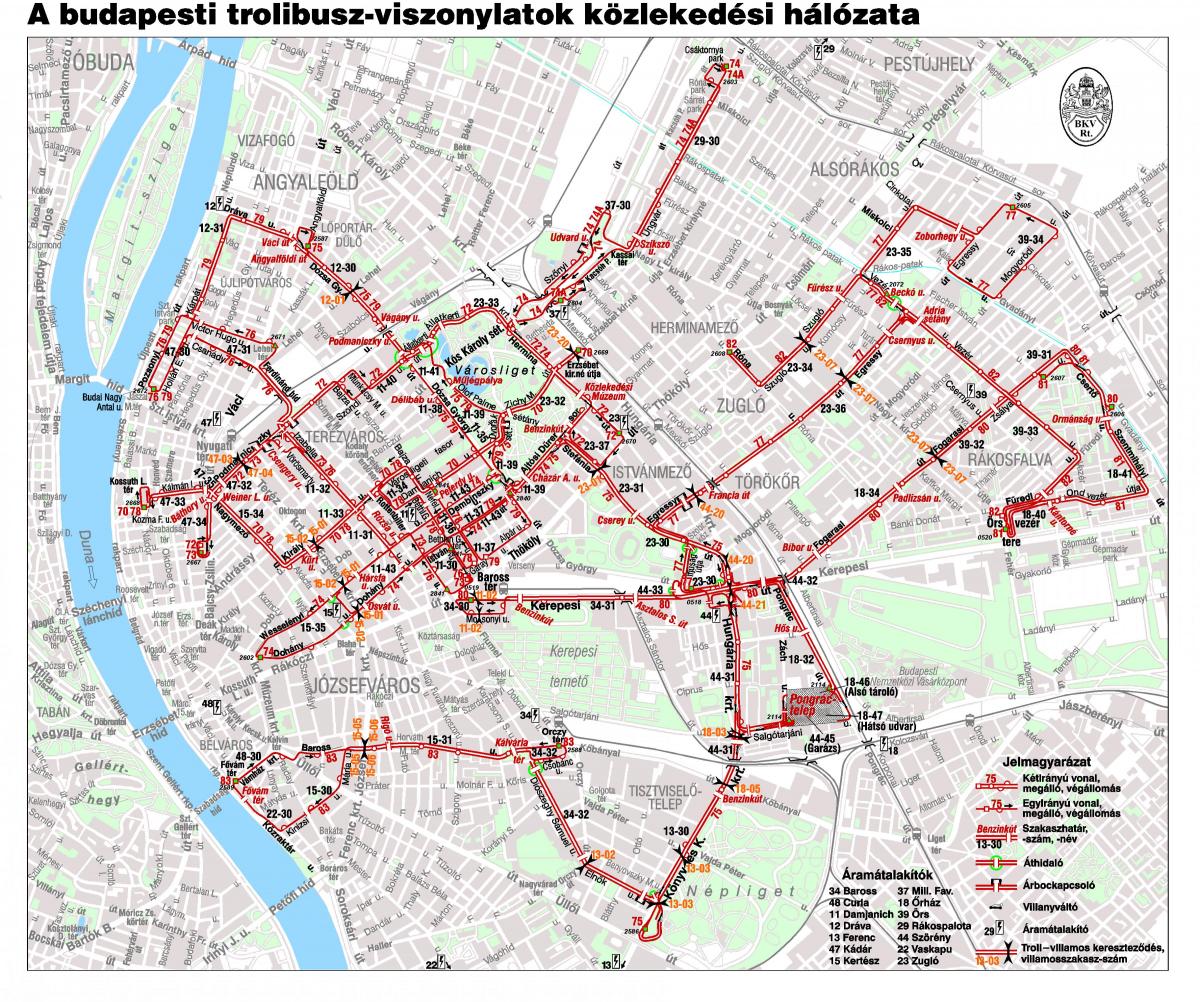 карта на Будапеща тролейбуси