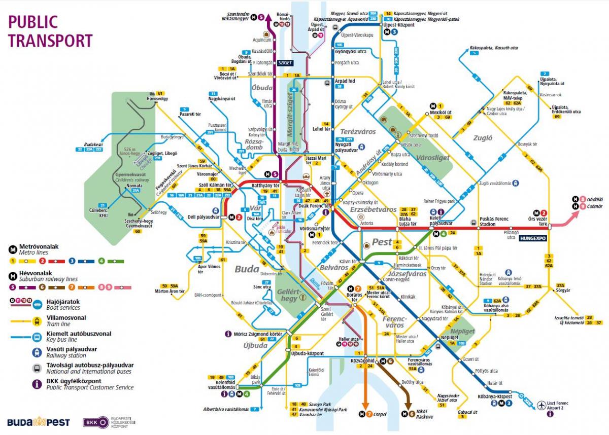 Будапеща автобусни линии на картата