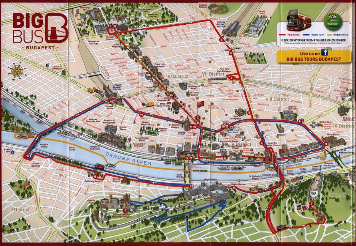 големи автобусни обиколки на Будапеща картата