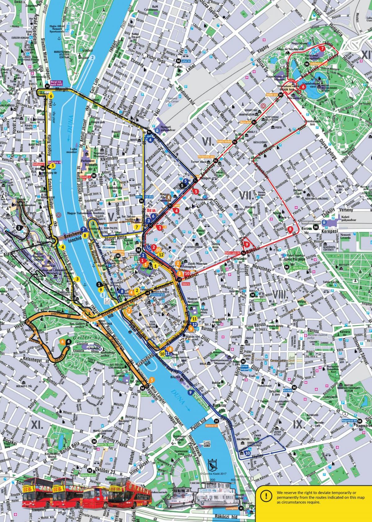 Будапеща автобусна обиколка карта