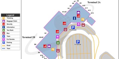 Летището на Будапеща картата на терминал 2а